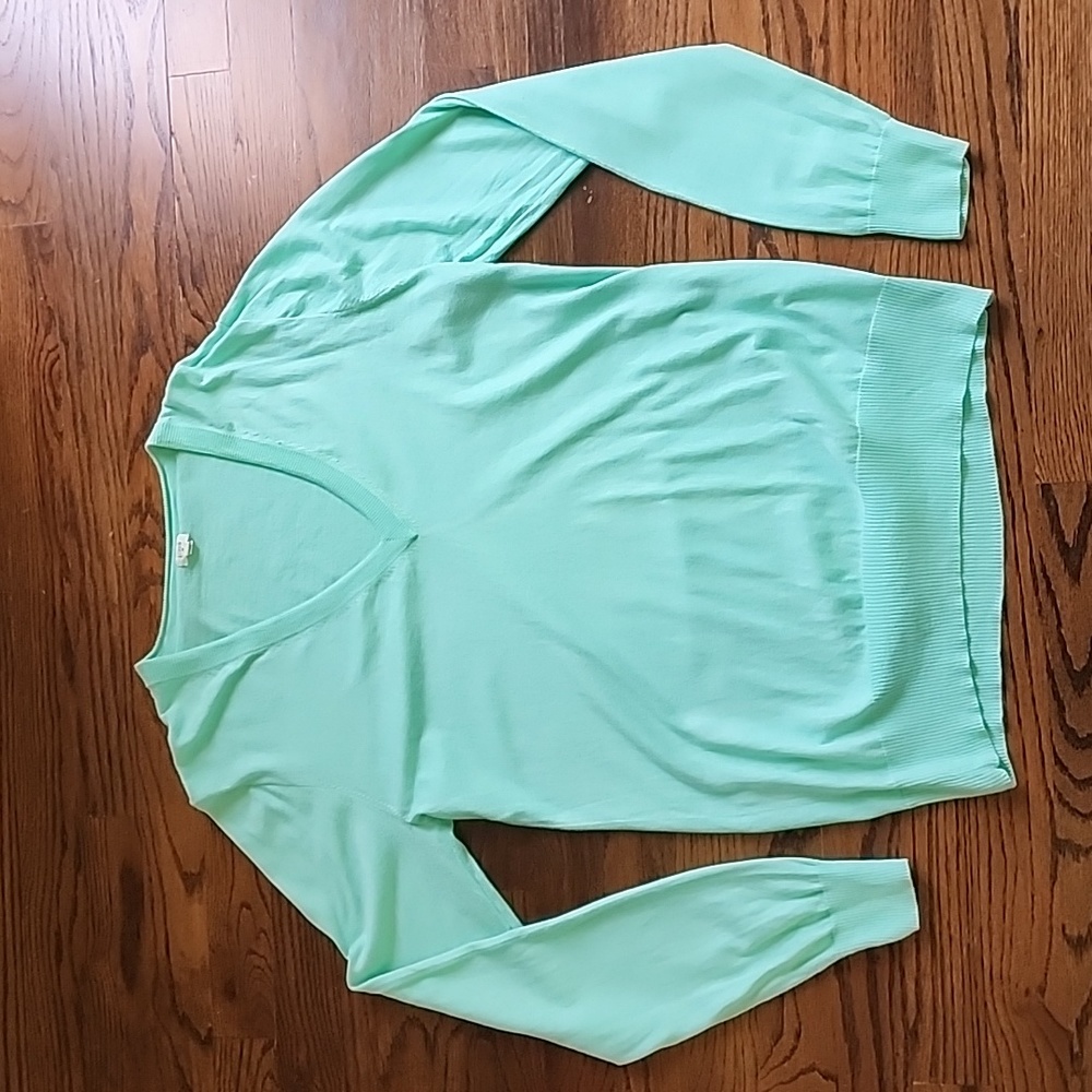 J Crew XL 100% Cotton Mint Green V-Neck Women's Sweater Top Shirt